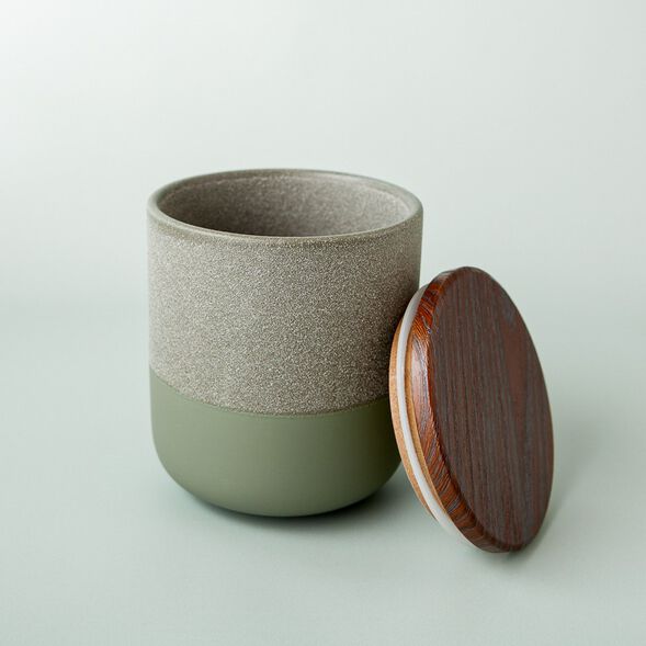 Green Two-Tone Ceramic Jar with Lid